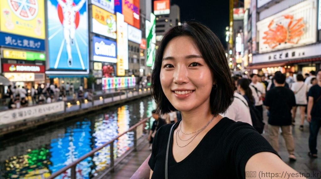 오사카 도톤보리 야경 20대 한국여성