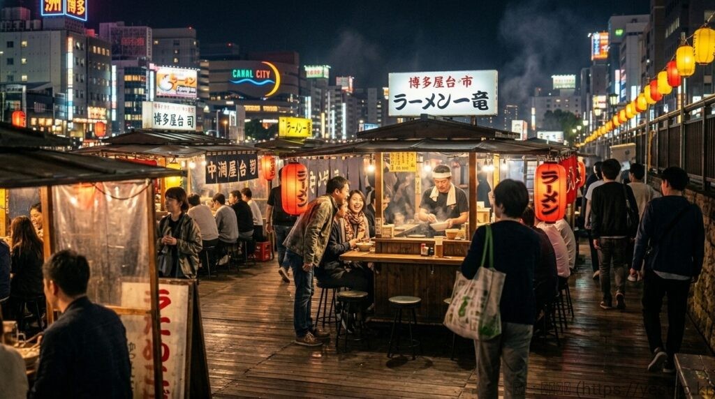 후쿠오카 나카스 야타이 야경